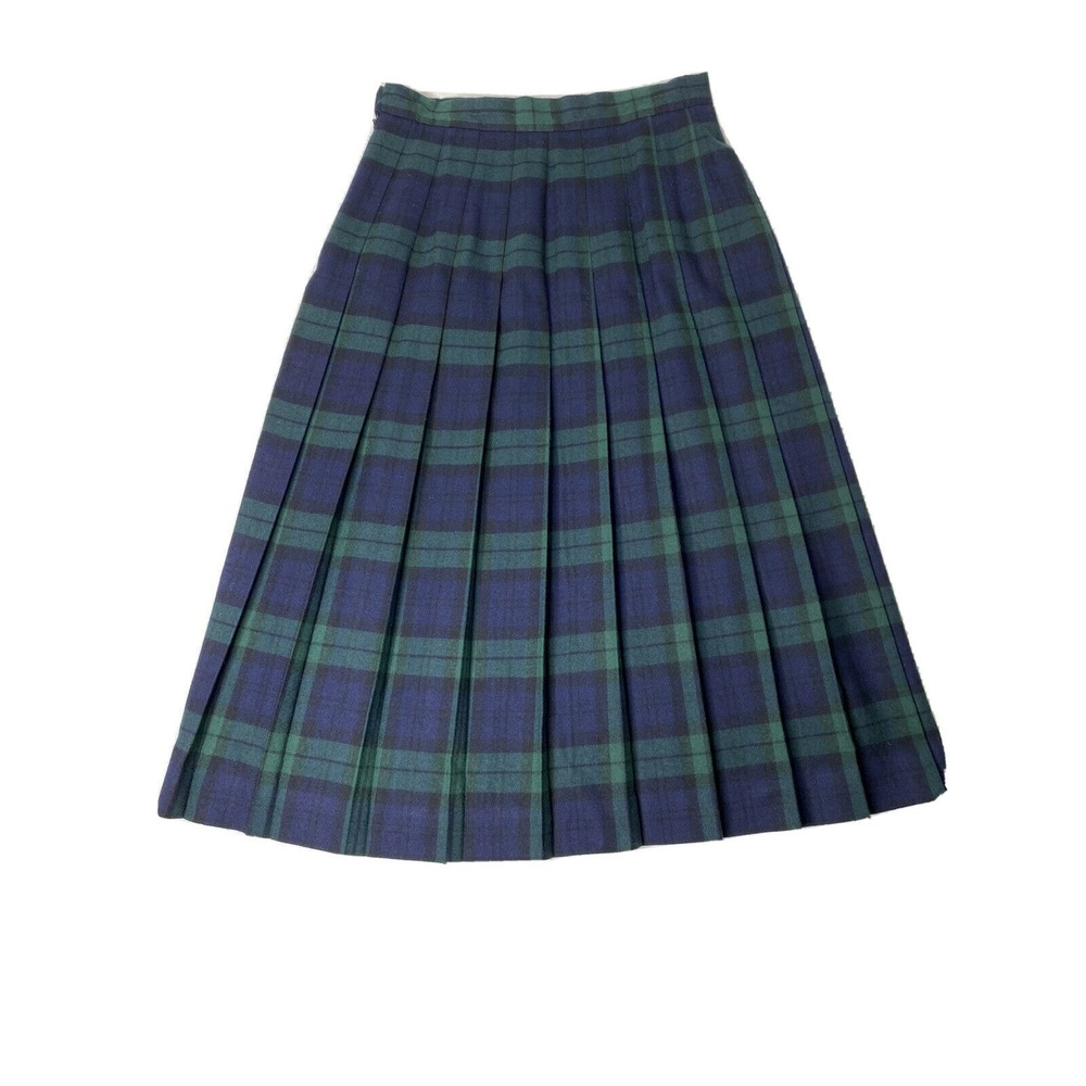 LL Bean Wool Plaid Skirt Womens 10 Petite Academia Pleated Classic Preppy - Picture 3 of 12